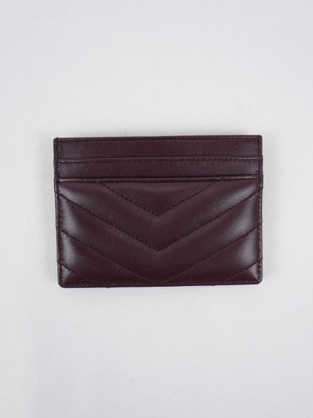 Saint Laurent Cassandre Card Case Wallet In Dark Red Quilted Leather & Gold Logo - Picture 3 of 14